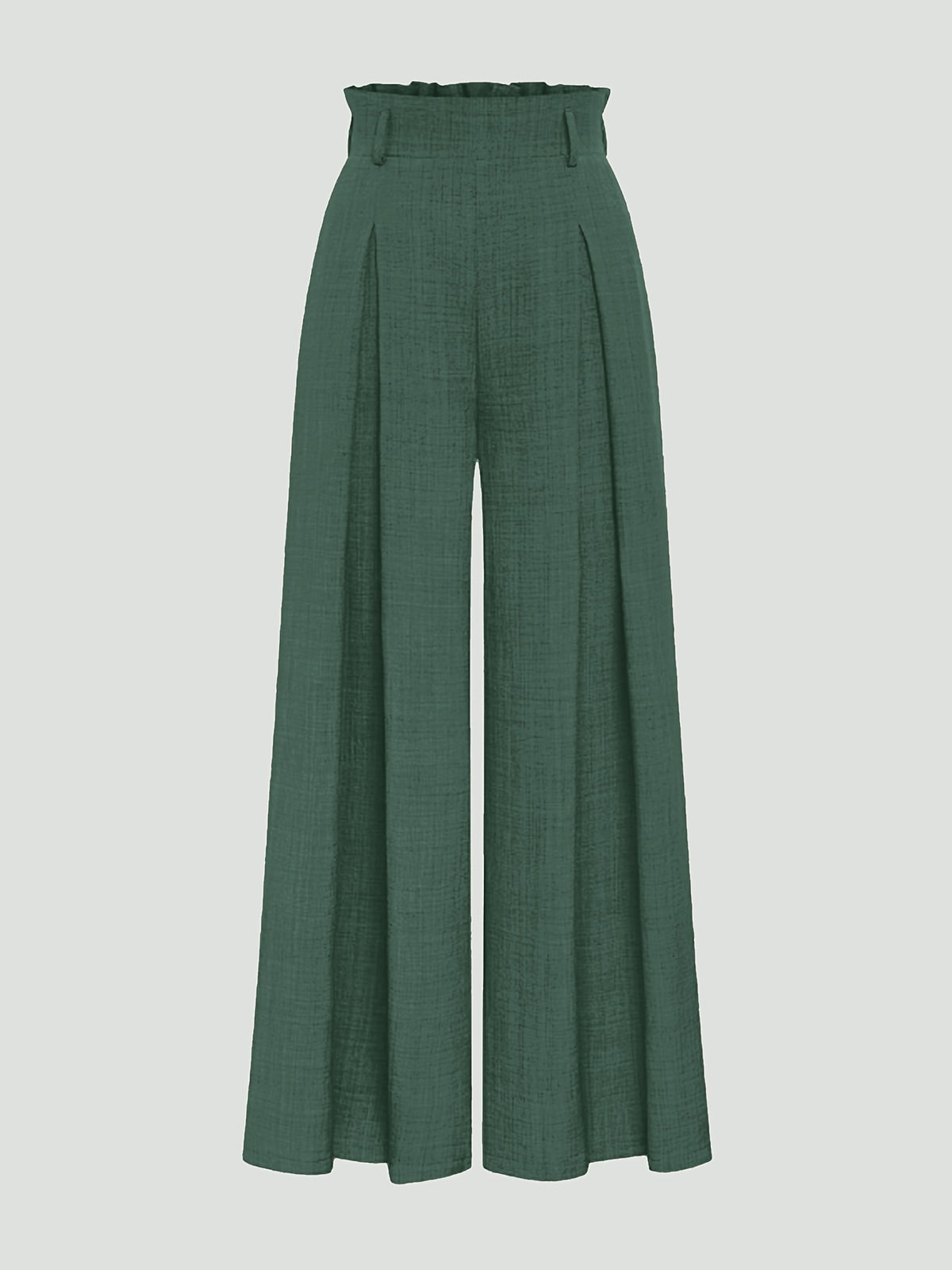 Women's High-Waisted Wide- Trousers - Loose-Fit Solid Color Pants Suitable for Daily Wear & Vacation, Beltless Spring/Summer Style for Office, Casual Outfits - Machine Washable Elegant Trousers - Dark Green
