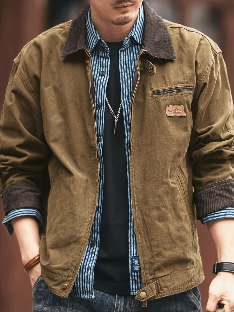 American Retro Heavyweight Cargo Jacket Outerwear Men'S Spring Autumn Washed Jacket New Outdoor Hunting Style Cool Commuter All-Match Jacket - Brown
