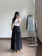 Gentle Style Half Skirt Women'S Casual Elegant Commute Drape Cake Dress Long Skirt - Black