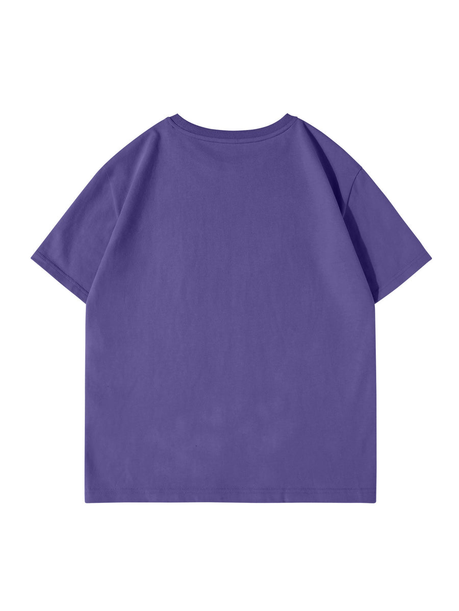 100% Men'S Summer Casual T-Shirt, Loose Fit - Purple