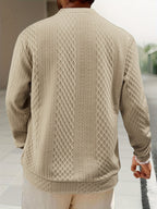 New 3D Jacquard Fabric Henley Shirt - Khaki