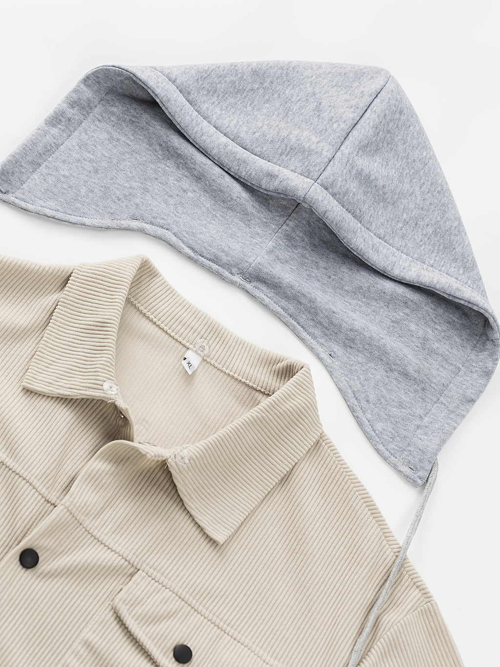 [Qiaoximei OBM] Autumn Winter New Men'S Solid Color Corduroy Detachable Hooded Cargo Jacket, Fashionable And Versatile for Work Scenarios, Practical Outerwear - Khaki