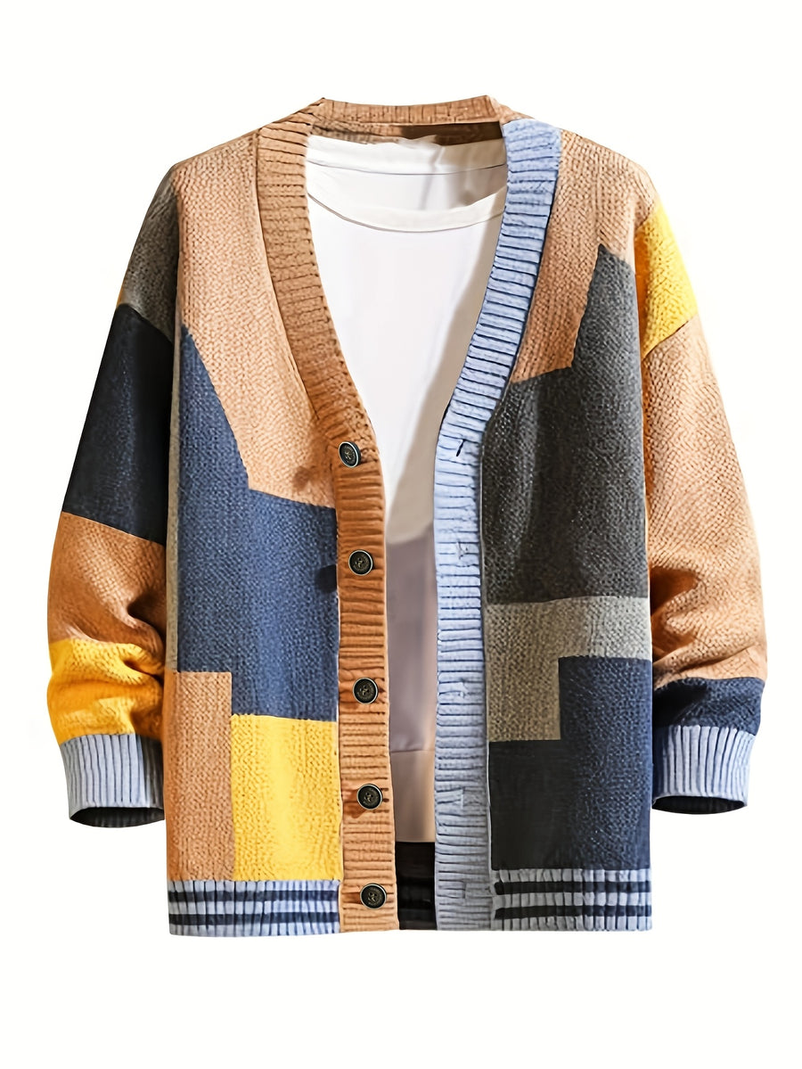 Men'S Cardigan, Men'S Long Sleeve Knit Sweater, with Buttons (Shirt Not Included) - Mixed colors