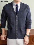 Men'S Thick V-Neck Knit Cardigan, Warm Casual Layering Top for Fall And Winter - Medium Gray