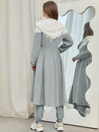 WY260622044 Autumn Women'S Color-Block Hooded Jacket And Pants Set 2pcs Set - Grey