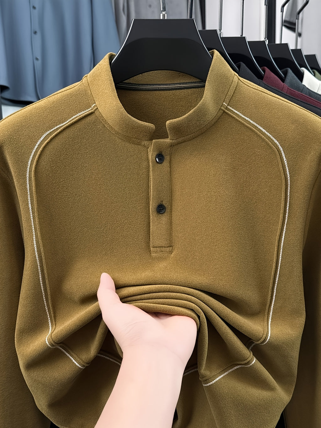 Father's Day Gift for Men 2026 Spring New Arrival Three-Layer Sweatshirt, Heavy-Duty Stitching with Double-Sided Cationic, Essential Business Commute Wear - Brown Golden