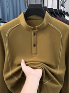 Father's Day Gift for Men 2026 Spring New Arrival Three-Layer Sweatshirt, Heavy-Duty Stitching with Double-Sided Cationic, Essential Business Commute Wear - Brown Golden