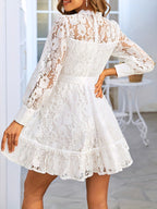 Wedding Guest Dress Women'S New Easy Solid Color Lace Elegant Short Sleeve Dress Bridesmaid Dress - Milky