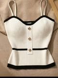 Women'S Contrast Color Patchwork Camisole Sweater (Size Runs Small, Recommend Up 1 Size) - White