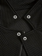 A New Women'S Solid Color Maze Check Zippered Button Decorative Motorcycle Jacket, Stylish And Elegant for Commuting And Casual Wear in Autumn And Winter. The Top Design Is Trendy, with a Unique Style, High-Quality Stitching, Soft Texture - Black