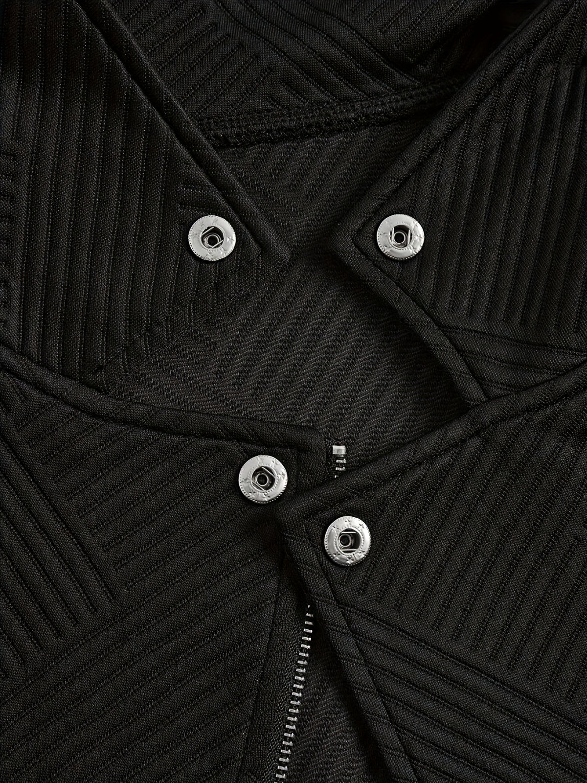 A New Women'S Solid Color Maze Check Zippered Button Decorative Motorcycle Jacket, Stylish And Elegant for Commuting And Casual Wear in Autumn And Winter. The Top Design Is Trendy, with a Unique Style, High-Quality Stitching, Soft Texture - Black