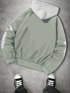 Casual American Street Racing Print Design Trendy 2-in-1 Look Hooded Jacket JK5682 - Light Grey