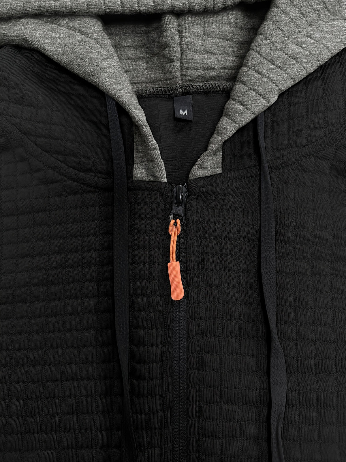 Autumn Winter Men'S Thick Jacquard Long Sleeve Cardigan Hooded Jacket Coat, Fashionable Checkered Jacquard Texture Fabric Comfortable, Suitable for Daily Outings, Outdoor Sports, Travel, And Vacation, Lightweight Comfortable Regular Fit - Black
