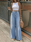 High-waisted Design, Light Blue Hue, and a Relaxed Fit That's Highly Practical. These Versatile Autumn-winter Casual Pants Are Suitable for All Occasions, Designed for the 2026 Autumn-winter Collection - Medium Blue