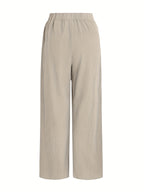 Elegant Special Wide-Leg Pants, Embroidered, Simple, Casual, Wide-Leg, Spring/Autumn, Women's Trousers "YT - Off-white