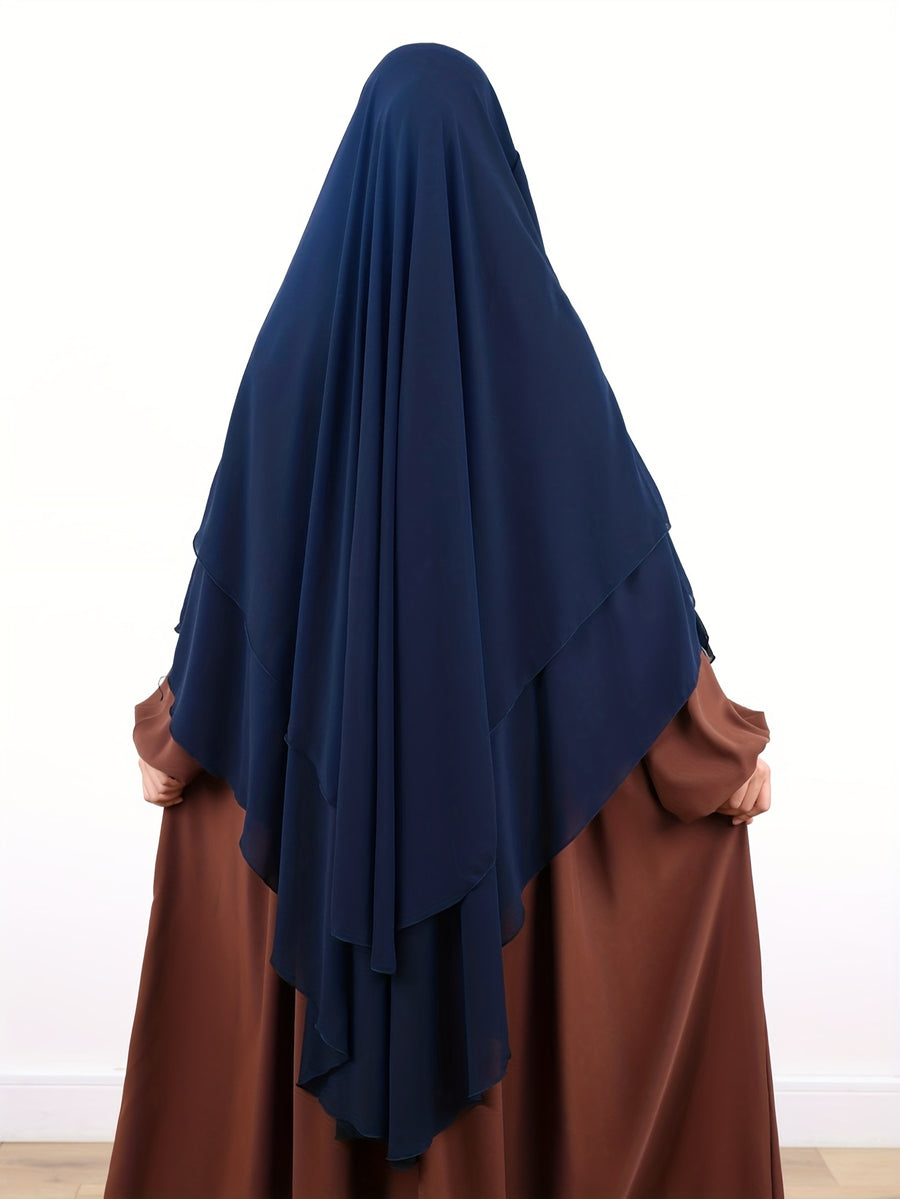 Elegant Flowy Head Wrap, Breathable Lightweight Fabric Casual Head Cover Suitable for Daily Outdoor and Home Styling - Navy Color