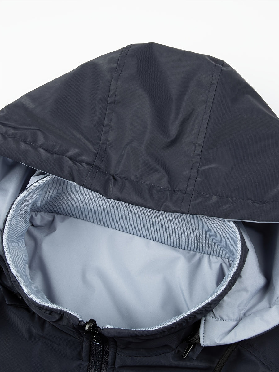 New Men'S Warm Thick Reversible Hooded Outdoor Jacket with Zipper Pockets Detachable Hood And Ribbed Cuffs Versatile Casual Coat for Daily Commute Wild Adventure Skiing Hiking Trekking Daily Outdoor Outfits - Navy Color