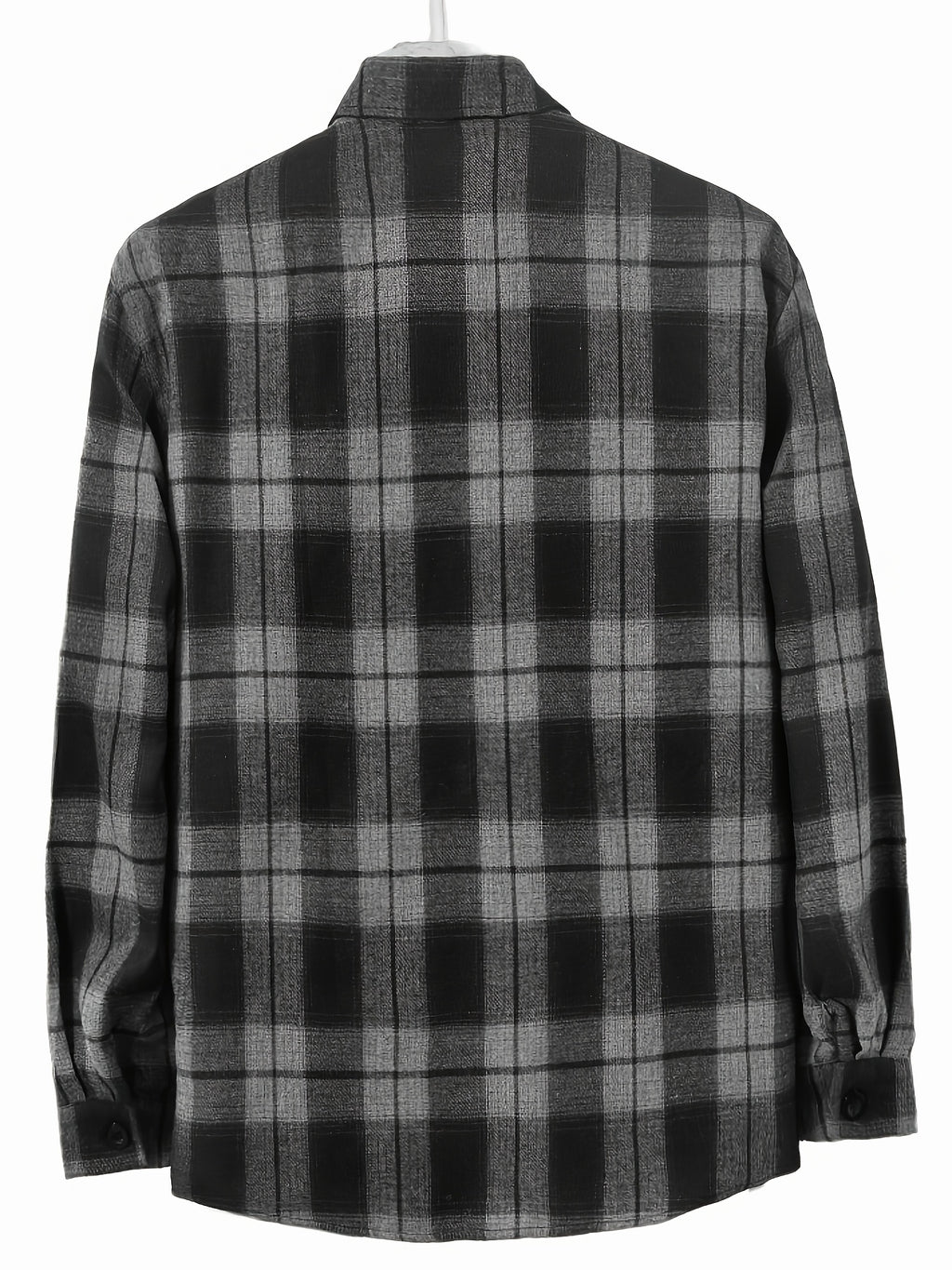 Classic Plaid Flannel Men's Shirt - Soft Long Sleeve Casual Button-Up Versatile Shirt with Pocket | Vintage Style Early Spring/Autumn Layering Piece, Soft Skin-Friendly New Autumn Vintage Plaid Commuter Versatile Top, Stylish Daily Outing Shirt - Black And Gray Grid