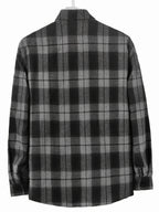 Classic Plaid Flannel Men's Shirt - Soft Long Sleeve Casual Button-Up Versatile Shirt with Pocket | Vintage Style Early Spring/Autumn Layering Piece, Soft Skin-Friendly New Autumn Vintage Plaid Commuter Versatile Top, Stylish Daily Outing Shirt - Black And Gray Grid