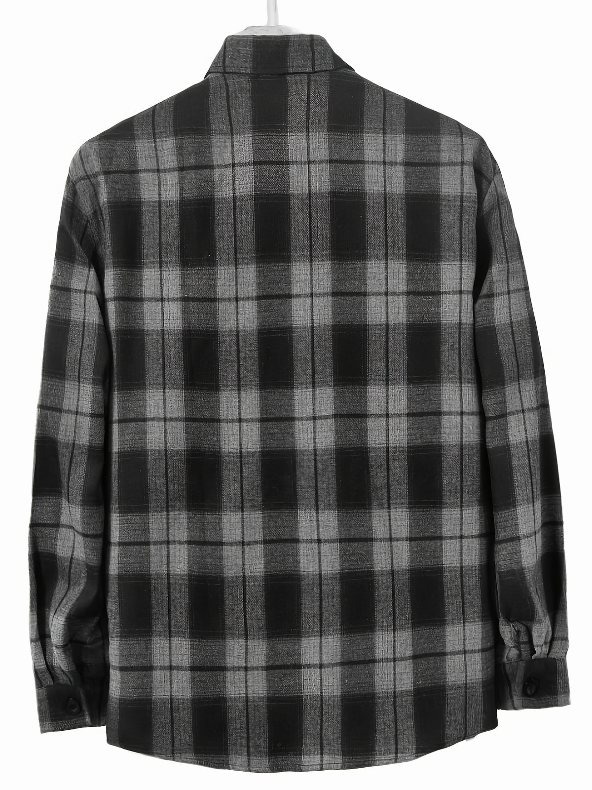 Classic Plaid Flannel Men's Shirt - Soft Long Sleeve Casual Button-Up Versatile Shirt with Pocket | Vintage Style Early Spring/Autumn Layering Piece, Soft Skin-Friendly New Autumn Vintage Plaid Commuter Versatile Top, Stylish Daily Outing Shirt - Black And Gray Grid