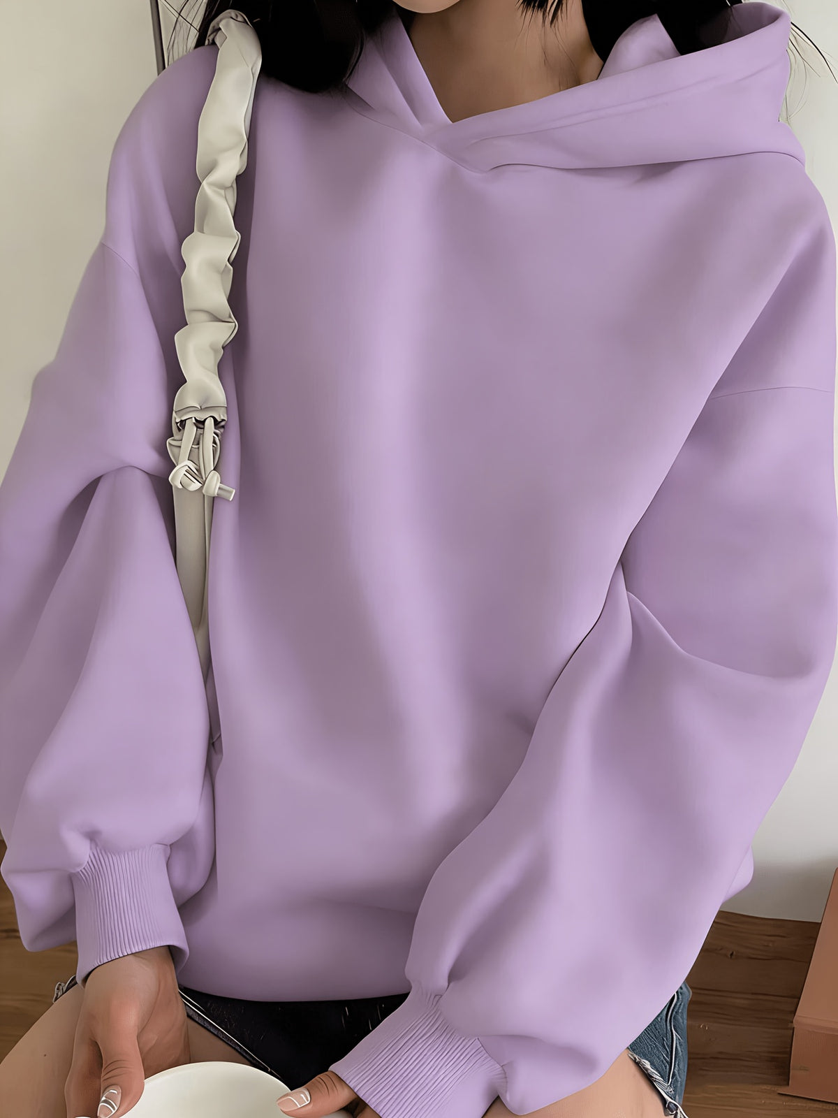 A Trendy Hooded Sweatshirt Featuring a Stylish and Versatile Spiderweb Print, Suitable for Autumn and Winter, Women's Clothing - Purple