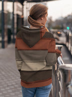 Prioritize the New Arrivals for Fall/Winter 2026! Women's Standard Size Hooded Sweatshirt with Printed Design (not Textured). Fashionable Women's Casual Street-style Striped Textured Hooded Sweatshirt - Easy to Wear, with a Color-block Design. - Multicolor