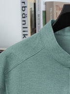 Stand-up Collar Youth Summer Short-sleeve New Style Half-sleeve Top, Pullover Outerwear, Solid Color Versatile Garment - Green