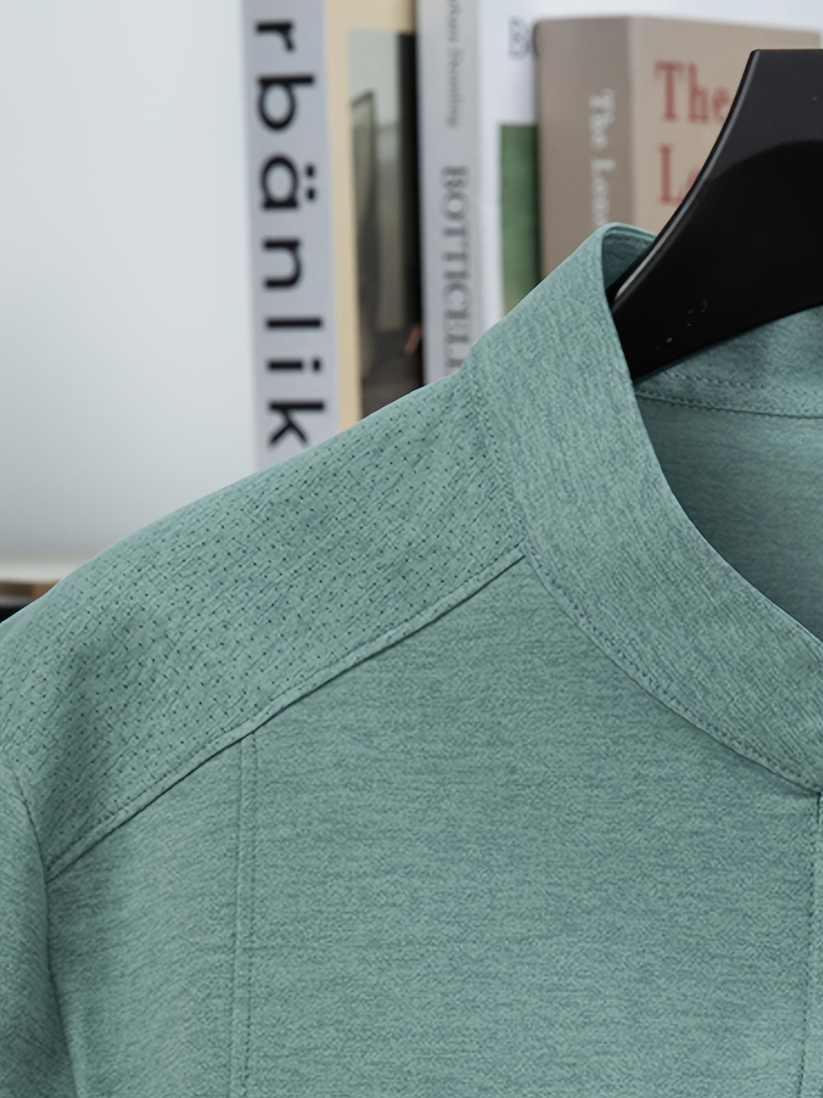 Stand-up Collar Youth Summer Short-sleeve New Style Half-sleeve Top, Pullover Outerwear, Solid Color Versatile Garment - Green