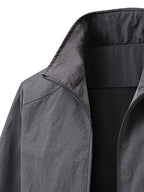 Men'S Stand-Collar Business Casual Jacket, New Spring And Autumn Outdoor Windbreaker, Windproof And Loose Jacket, Men'S Fashion - Grey
