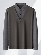 New Spring And Autumn Square-Neck Pullover for Men, a Business Casual Top for Middle-Aged Dads, Skin-Friendly And Comfortable, Made of Soft Fabric, Regular Fit Clothing 1119 - Coffee Brown