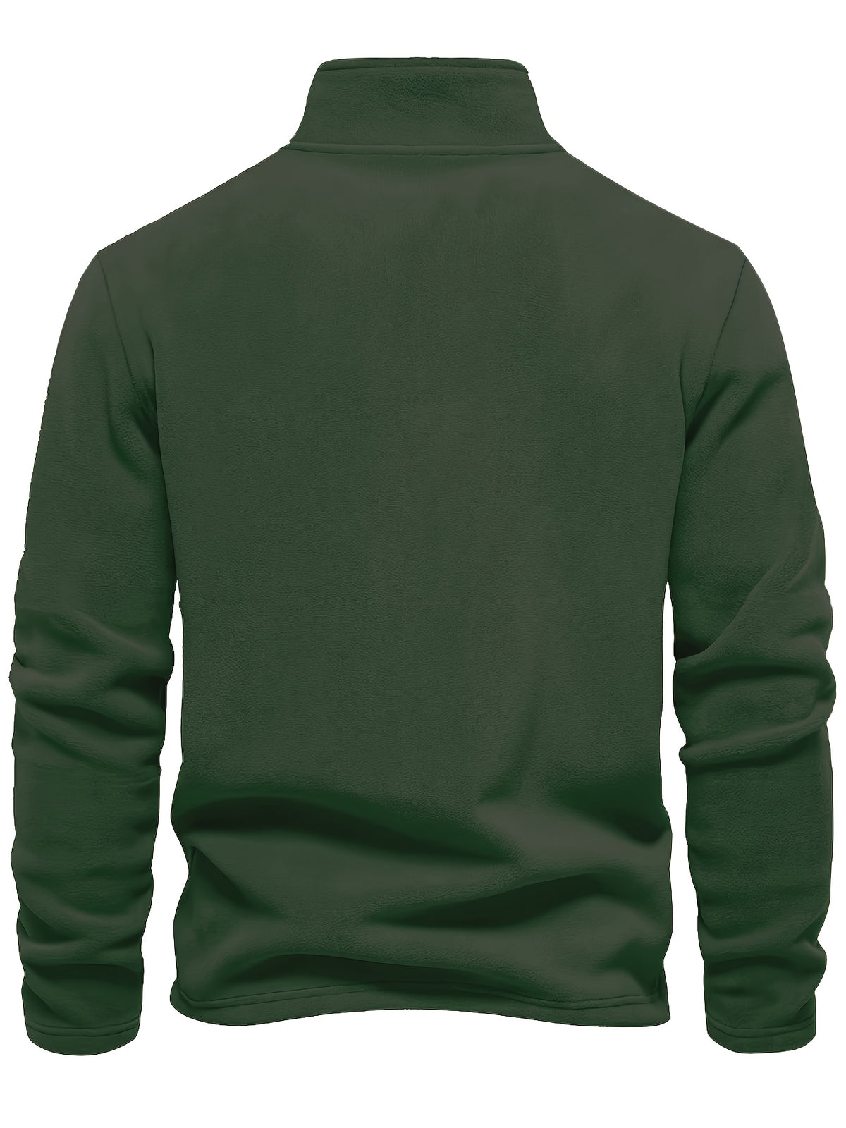 Autumn-Winter Plush Top Half-Zip Sweatshirt Trendy Warm Clothing - Dark Green