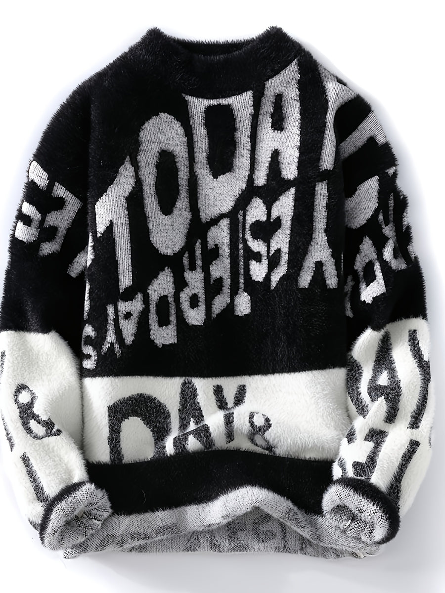 New Autumn And Winter Collection of Thickened And Warm Sweaters, Stylish And Loose Knit Base Layer 7311 - Black
