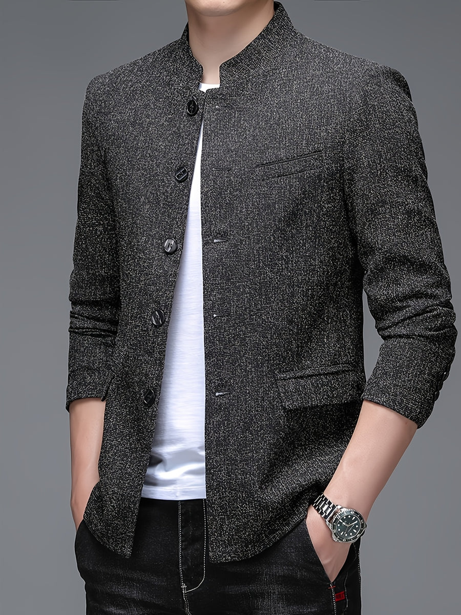 Father'S Day Gift for Men, New Chinese-Style Stand-Up Collar Jacket for Men in Spring And Autumn, Chinese Style Is Elegant And Dignified, The Version Is Slim And Not Bloated, Daily Commuting And Leisure Show a Casual Style - Deep Grey