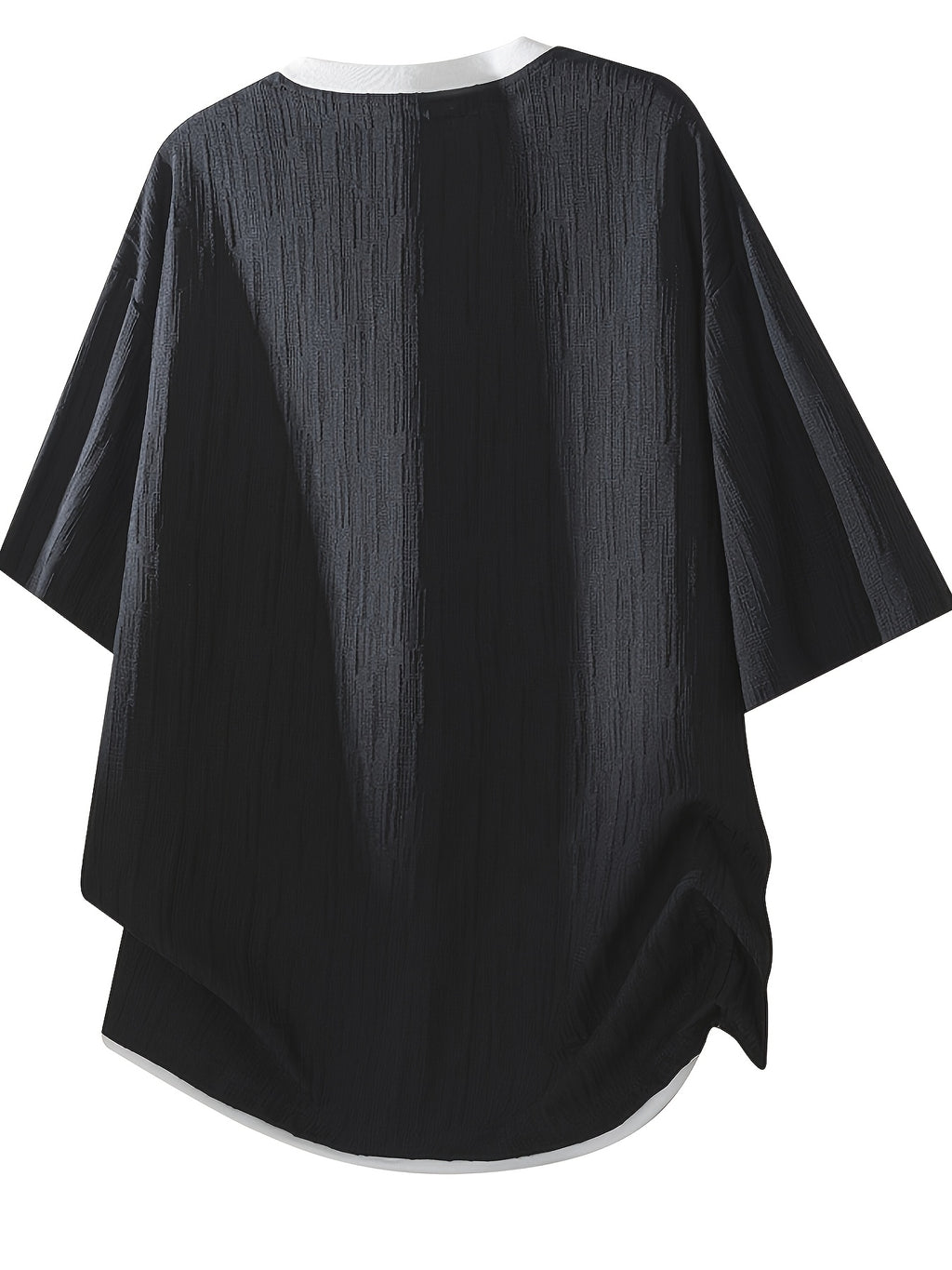 American Faux Two-Piece V-Neck Short Sleeve T-Shirt for Men, Spring Summer All-Match Trendy Couple Wear Loose Casual Short Sleeve Inner Layer, Casual Round Neck with Appropriate Neckline for Inner And Outer Wear - Black