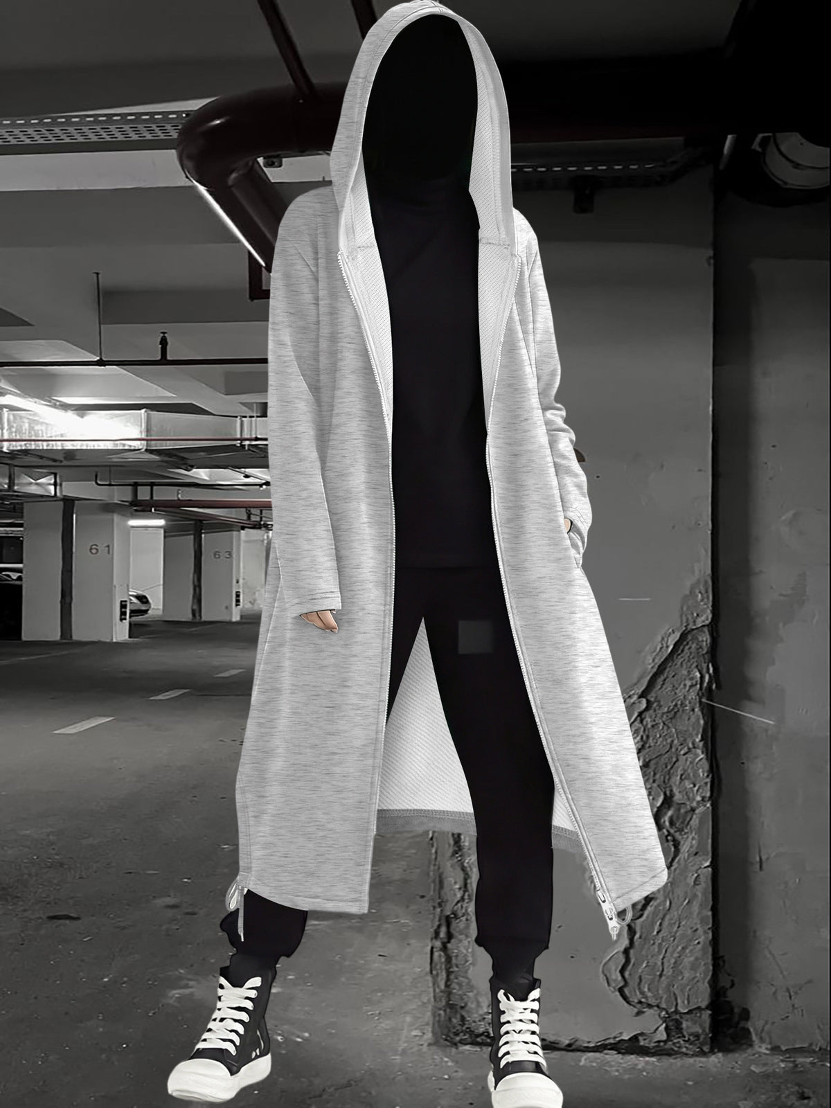 Women's Autumn & Winter Casual Fashion Trendy Long Hoodie Coat: Draping Loose Drawstring Style, Soft Comfy Casual Minimalist Versatile for Daily Use - Grey