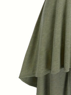 Casual Solid Color, Front Cross Straps with Eye Hook Design, Retro Bust Contour, Short Front Long Back Comfortable Casual, Home, Vacation Dress, Targeted Development - Olive