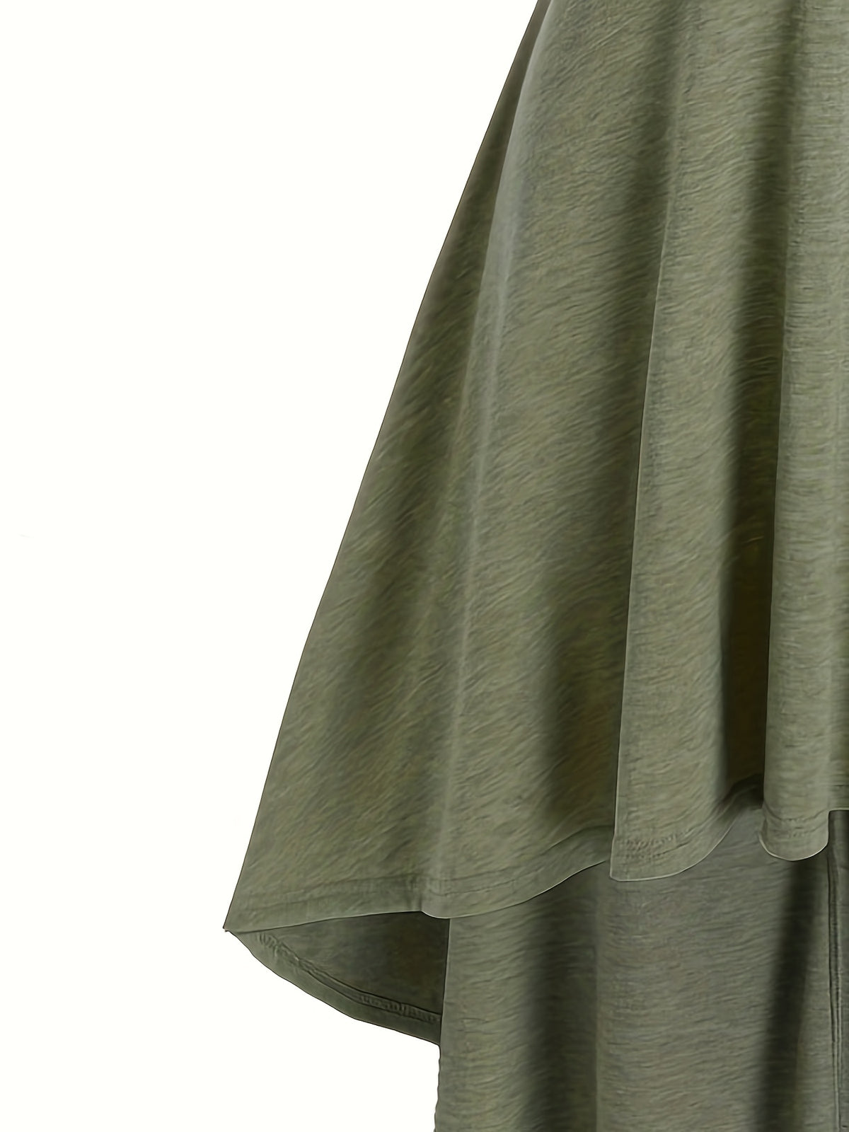 Casual Solid Color, Front Cross Straps with Eye Hook Design, Retro Bust Contour, Short Front Long Back Comfortable Casual, Home, Vacation Dress, Targeted Development - Olive