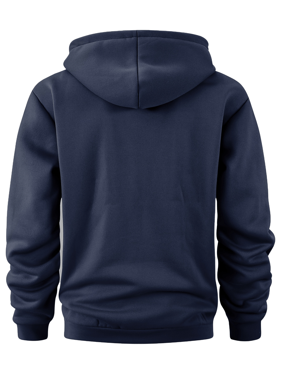 Men'S Hoodie Multi-Zipper Pocket Design Anchor Pattern Casual Style Outdoor Wear Autumn Winter 3pcs - Navy Blue + Khaki + Black