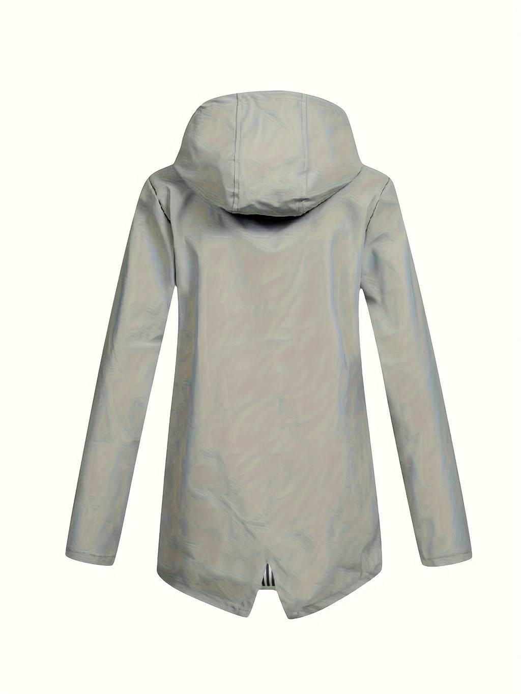 Autumn and Winter Striped Lined Hooded Windbreaker Jacket - Grey