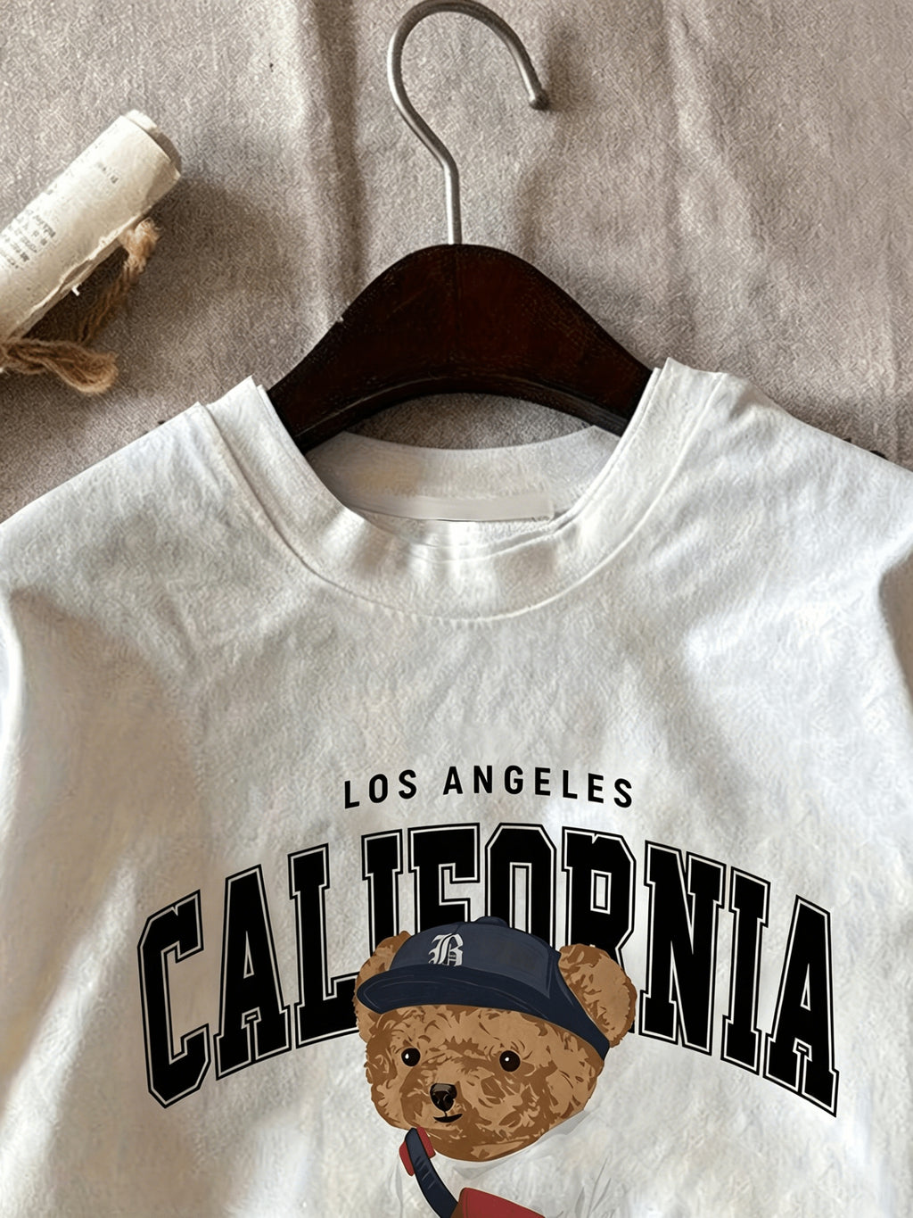 Women'S California Bear Graphic T-Shirt - Los Angeles Sports Design, Short Sleeve Crew Neck, Lightweight Polyester, Spring/Summer Casual Wear, Sporty Top | California Bear Print | Polyester Fabric - White