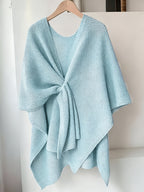 Autumn Winter New Loose Cape Cross-Body Tie Shawl Cardigan Women'S Outdoor Outerwear ASD1 - Sky Blue