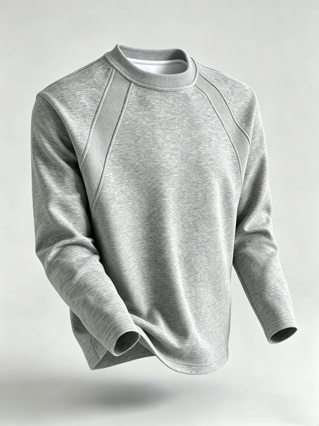 Men Raglan Crew Neck Long Sleeve Sweatshirt, Solid Color Loose Basic Pullover Top, Casual Daily Shirts for Spring Autumn - Light Grey