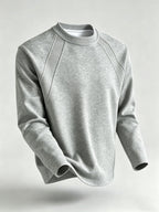 Men Raglan Crew Neck Long Sleeve Sweatshirt, Solid Color Loose Basic Pullover Top, Casual Daily Shirts for Spring Autumn - Light Grey