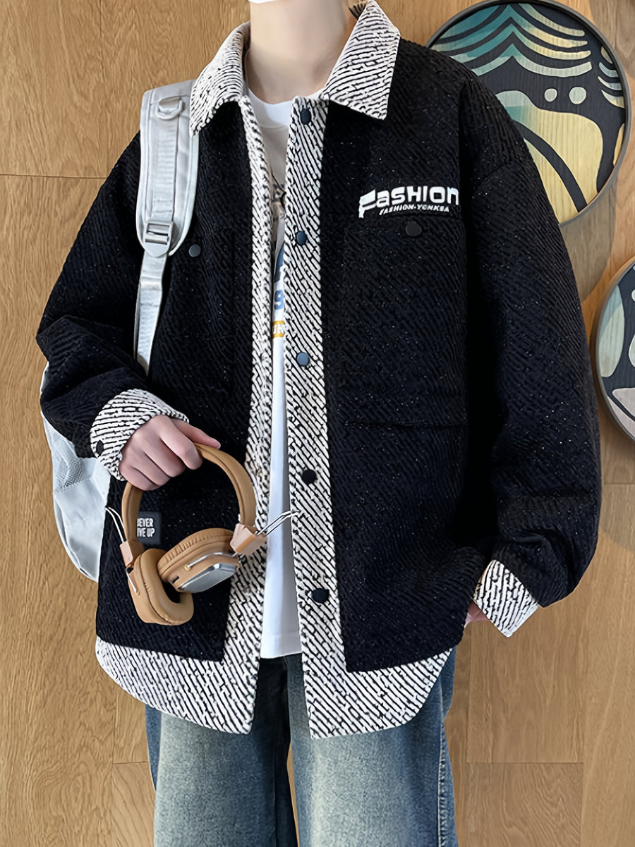 2026 Spring New Men'S Casual Lapel Jacket, Long-Sleeve Trendy Coat for Young Men - C1 Black
