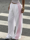 Spring And Summer Pink Side Stripe Four-Stripe Y2K Style Casual Long Pants - Mixed colors