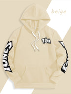 Men's Warner Bros. Vacation Hand-Drawn Sketch Print Hooded Sweatshirt, a Loose and Casual Hoodie Suitable for Animation IP Enthusiasts, Daily Commutes to School, Streetwear, and  Outfits for Couples and Best Friends - Off-white