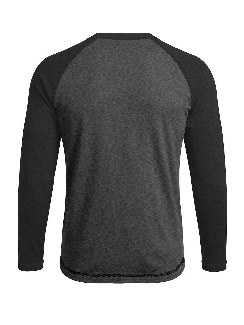 Cross-Border Men'S Long Sleeve Round Neck T-Shirt, Export European And American Men'S Clothing Color-Block Top Base Layer - Dark gray with black