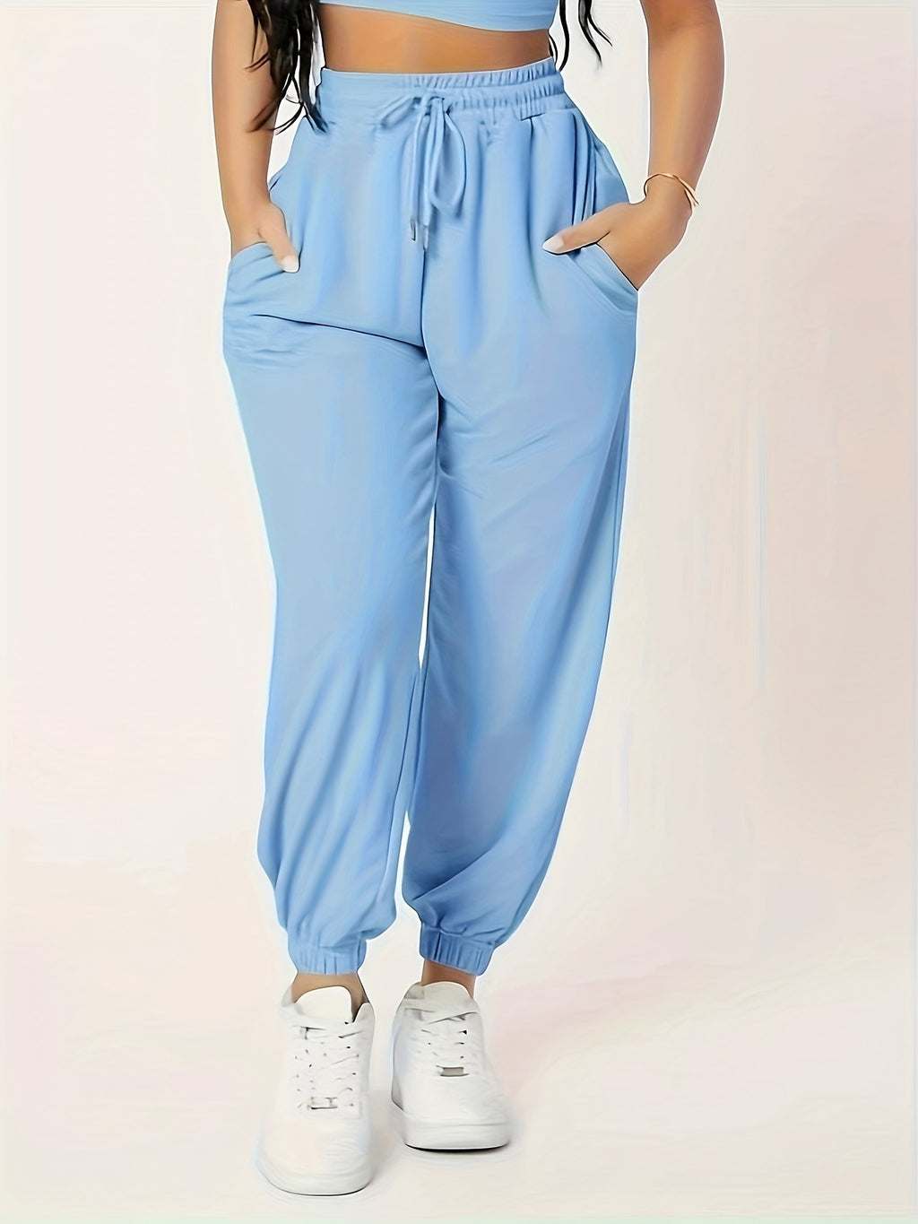 Casual Fashion Elegant Tapered Women'S Long Pants - Light Blue