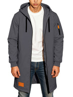 New Men's Casual Sports Sweatshirt and Hooded Long Knitted Jacket, Featuring a Multi-pocket Style. The Overall Fit Is Loose and Elegant. Fashionable Outdoor Casual Sweatshirt, Long-sleeved Cardigan, Hooded Design, Winter Clothes for Men - Dark Gray