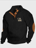 1pc Men'S Stand-Up Collar Jacquard Knit Henley Shirt, Mature Retro Mock Neck Pullover Polo, Random Texture Color-Block Neckline Jacquard Patchwork Design, Suitable for Outdoor Casual Sports Wear, Can Be Used As a Men'S Birthday Gift - Black